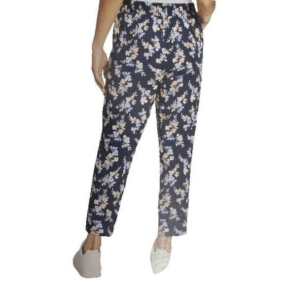 Jessica Simpson Pants Floral Print Pull on Grandmacore Comfortable Soft Navy - Picture 2 of 5